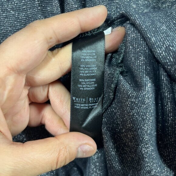 WHBM Wrap Top Womens Size Medium Gray Shimmer Faux Surplice Banded Waist - Picture 5 of 9